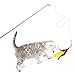 Bascolor Retractable Cat Toys Interactive Feather Teaser Wand Toy with 7 Refills Feathers Birds Worms Catcher for Cats Kitten