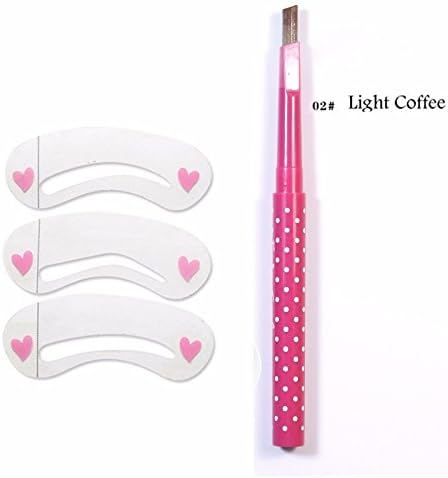 New Waterproof Eyebrow Pencil With Eye Brow Card Tool Lady Rotating Eyebrow Pencil 3Eyebrow Shaping DIY Eyebrow Pen Makeup Set (Light Coffee)