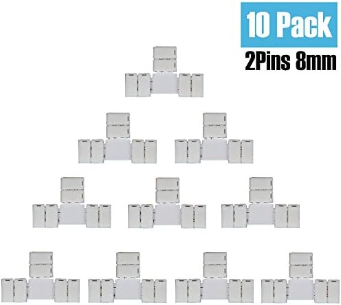 LED Strip to Strip Connector T Shape 2 Conductor for 8mm Wide SMD2835 3528 Single Color LED Flexible Strip Lights 10pcs/Pack