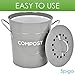 Spigo Indoor Kitchen Compost BIN, Great for Food Scraps, Includes Charcoal Filter for Odor Absorbing, Removable Clean Plastic Bucket, Handles, Durable Stainless Retro Design, 1 Gallon, Grey