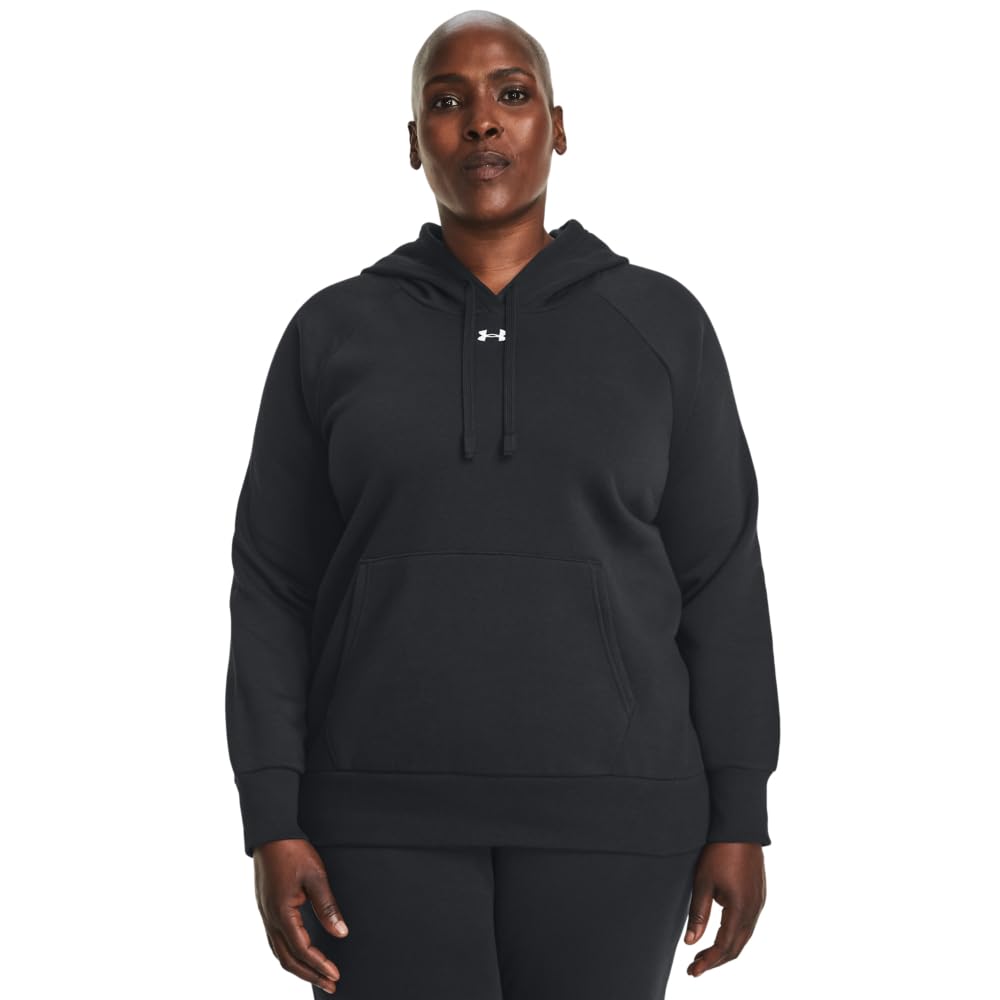 Under Armour Womens Rival Fleece Hoodie, (001) Black / / White, Medium Image