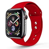 Sworddy Sport Band Compatible with Apple Watch 42MM 44MM,Soft Silicone Replacement Strap Compatible for Apple Watch Series 4/3/2/1 [S/M Size in Red Color]