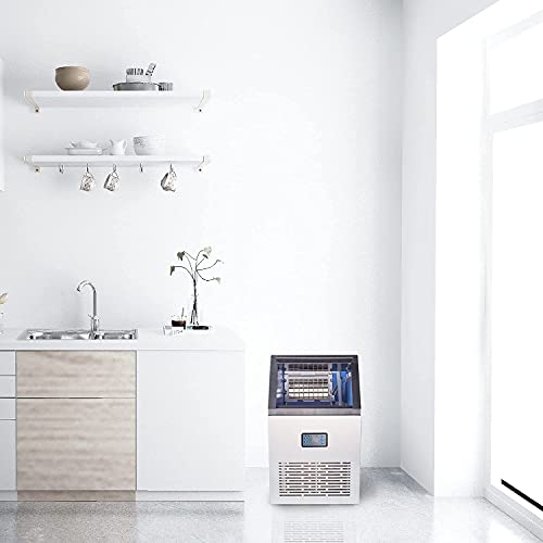 Linsion Commercial Ice Maker Machine, 88lbs/24H with 24lbs Storage