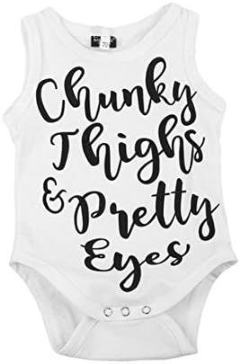 Newborn Baby Girl Boys Letter Romper Sleeveless Black Jumpsuit Playsuit Outfits(White)