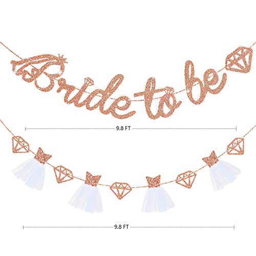 Rose Gold Double Sided Glitter Bride to Be Diamond Banner，3D Wedding Dress Diamond Bride Garland f - //coolthings.us