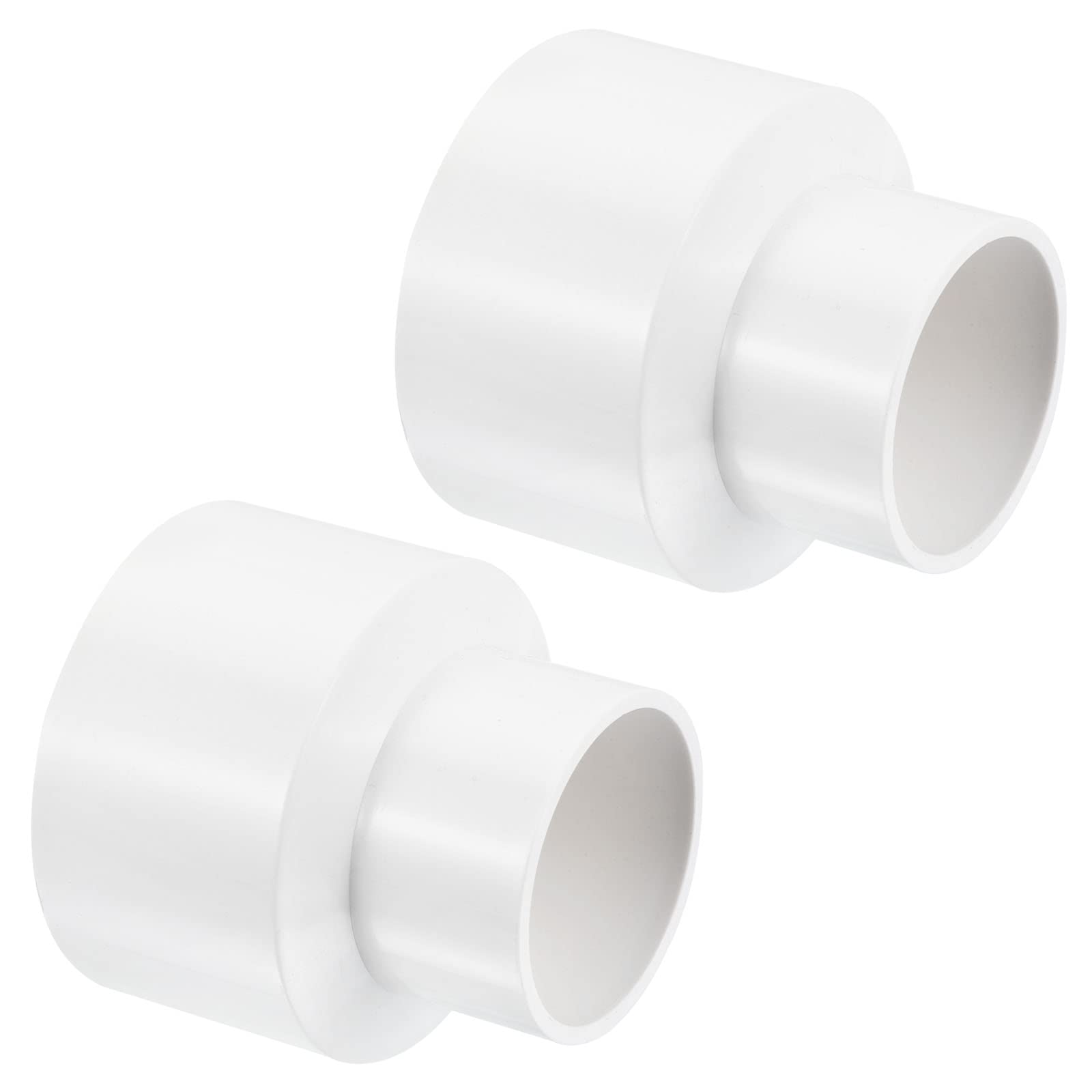PATIKIL PVC Reducer Pipe Fitting 75mm to 50mm ID, 2 Pack Straight Coupling Adapter Connector, White — image 1