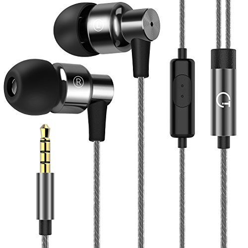 Gritin Earphones, In Ear Noise Isolating Earphones Headphones with Microphone and Powerful Bass for iPhone, iPad, iPod, Samsung Galaxy, and Most Android Phones