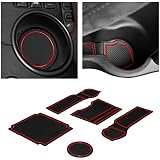 Auovo 8-Piece Interior Liners For Chevy Camaro (2010-2015) - Cup Holder, Console, Door Pocket Mats, Non-Slip, Red - View #11