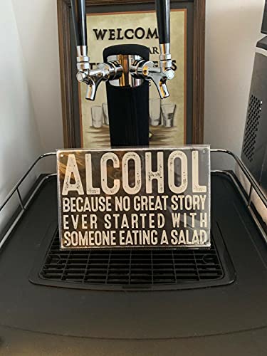 Rogue River Tactical Funny Beer Alcohol Sign Metal Tin Sign Home Bar Kitchen No Great Story Ever Started with Salad 
