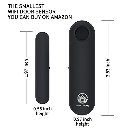 Smallest WiFi Door Windows Sensor Magnets Phone APP Control Doorbell Alexa Siri GoogleAssistant IFTTT Enabled Wireless Security Alarm Door Chime for Home Drawer Garage Office Burglar Alert Darkgray
