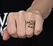 HIJONES Men's Stainless Steel Gold Double Head Skull Snake Biker Ring Size 10