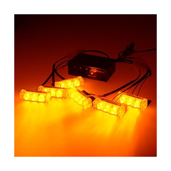3-Flashing-Modes-Amber-18-LED-Warning-Hazard-Construction-Strobe-Light-Control-Module-Mounting-Bracket-Bar-Pickup-Truck-SUV-Boat-Set-of-6