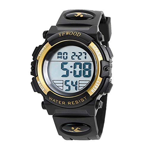 YFWOOD Kids Digital Watch Waterproof Outdoor Watches Children Casual Electronic Analog Quartz Wrist Watches with Silicone Band Luminous Alarm Stopwatch for Boys