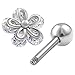 bodyjewellery 2pcs 16g 1/4 Cartilage Earring Stud Flower Barbell Forward Heilix Tragus Lobe Auricle Cartilage Bar Surgical Steel - Steel