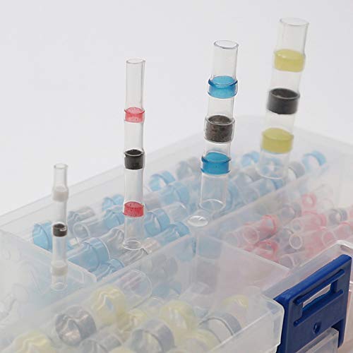200pcs Solder Seal Wire Connector, Solder Seal Heat Shrink Butt Connectors Terminals Electrical Waterproof Insulated Marine Automotive Copper(50White 80Red 60Blue 10Yellow)