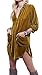 R.Vivimos Womens Velvet Long Sleeve Pocket Casual Mini Shirt Dress (Large, Gold)