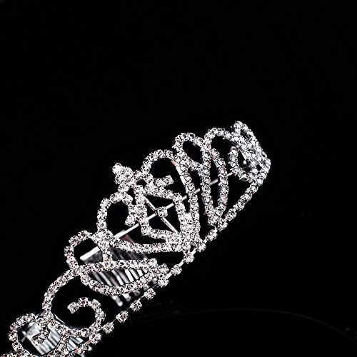 Paxuan 2 Pack Silver Wedding Bridal Crystal Tiara Crown with Comb Rhinestone Princess Headband Headpiece for Girls Women Birthday Pageant Party Wedding Prom Bridal (2PCS)
