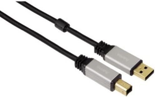 Hama 75053742 Cable USB-A 2.0 Male/USB-B Male Shielded 1.8 m Black with Gold-Plated Contacts, 1.8 Meters