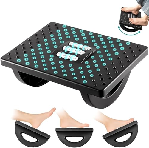 Apoio para Pés Embaixo Da Mesa Com Rodas De Massagem Apoio Ergonômico para os Pés Preto