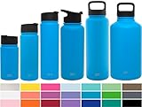 Simple Modern 18 Ounce Summit Water Bottle + Extra Lid - Vacuum Insulated Powder Coated Swell Chute 18/8 Stainless Steel Flask - Blue Hydro Travel Mug - Sky