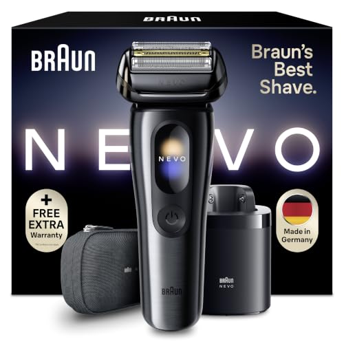 Braun NEVO NEVO11015C Mens Electric Shaver with AeroTouch Technology for a Shaving Without Compromise Smart Display with 7-in-1 Care System, Travel Case, Graphite