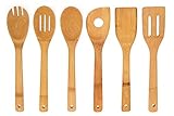 Premium Kitchen Cooking Utensils Bamboo Spoon Spatula, 6 Set Of Bamboo Kitchen Tools.