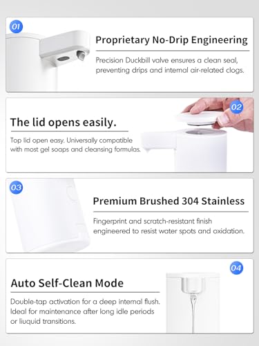 Infrared Sensor Stainless Steel Automatic Soap Dispenser - Automatic Liquid Soap Dispenser with Infrared Sensor - USB-C Charging, Soap Dispenser Set for Bathroom, Kitchen