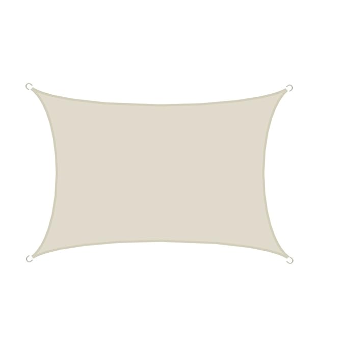 AMANKA UPF50+ Großes Sonnensegel 4x3m Polyester Rechteck Wasserabweisend UV-Schutz Garten-Segel Terrasse Balkon Beige