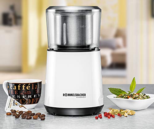 ROMMELSBACHER Kaffeemühle EKM 125 - Schlagwerk, 4-flügeliges Messer aus Edelstahl, Edelstahl-Bohnenbehälter, Füllmenge… – Bild 3