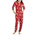 Women's Christmas Holiday Reindeer Dropseat Pajama Union Suit One Piece Sleepwear