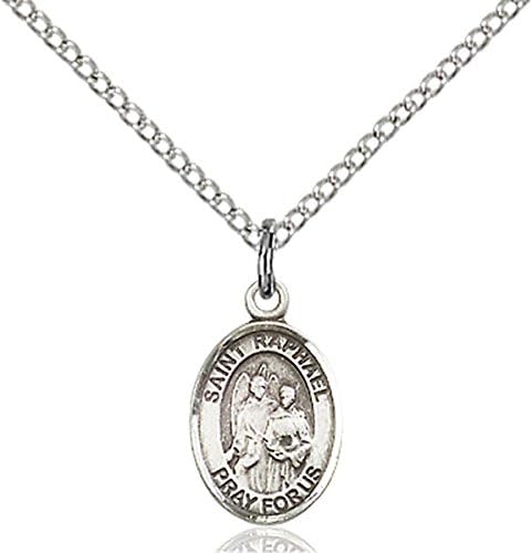 VERY SMALL CHILDRENS JEWELRY / Sterling Silver St. Raphael the Archangel Pendant / Sterling Silver Lite Curb Chain / Blind/Love/Safe Journey