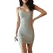 EFINNY Women's Basic Straps Sleeveless Fitness Pencil Bodycon Mini Dress