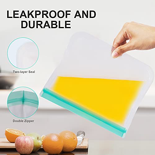Reusable Freezer Bags, 24 Pack Reusable Food Storage Bags, 4 Leakproof