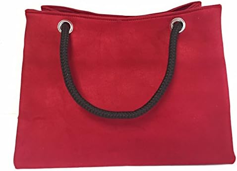Vegan Suede Handbag | Large Bohemian | Red | Standing Goose "Arapaima"