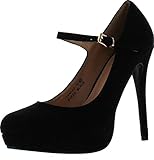 Bella Marie Tamika-13 Women's almond toe platform high heel mary jane squeaky suede pumps shoes