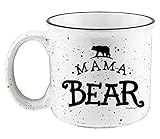 Shop4Ever Mama Bear Novelty Campfire Speckled Ceramic Coffee Mug Tea Cup Gift ~ Mother's Day ~ (Black/White, 15 oz.)