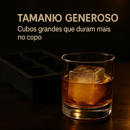 Kit 2 Forma De Gelo Silicone Cubo Grande 6 Cubos Drink Whisky (cores variadas) Flexível - Cubos Ideal Para Bebidas Frutas Doces