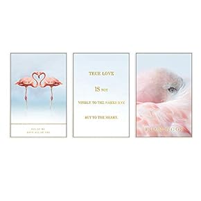 Framed Canvas Wall Art for Living Room, Bedroom Pink Flamingo Canvas Prints for Home Decoration Ready to Hanging - 16"x24"x3 Panels