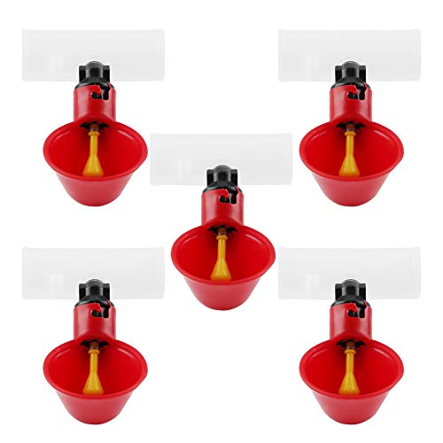 5 Stücke Automatische Huhn Trinkbrunnen Geflügel Bewässerung Tassen Schalen Dispenser Rot Kunststoff Hinterhöfe Huhn Flock Ente Vogel Wasser Feeder für Tauben Wachtel Henne Truthähne Gänse (25 mm)