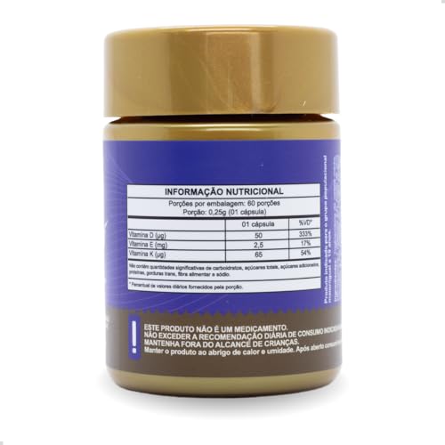 Vitamina D3 2.000 UI + K2 MK7 com TCM e Óleo de Oliva Prensado a Frio em Cápsulas