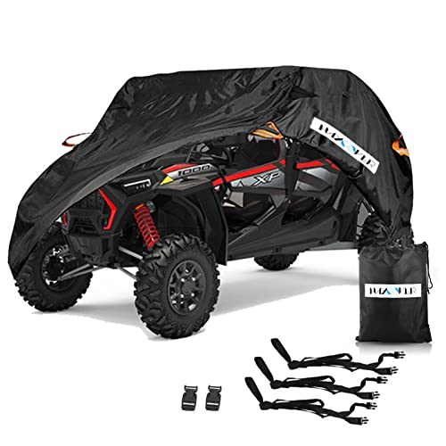 UTV - Funda impermeable para todo tipo de clima, protector de nieve universal para Polaris RZR Yamaha Can-Am Defender Kawasaki Ranger Cover 4-6 pasajeros, color negro