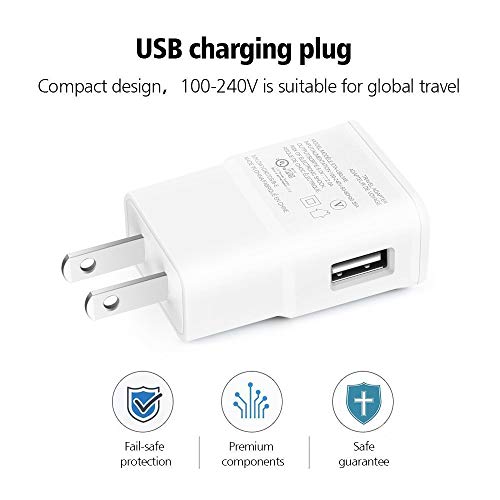 Adaptive Fast Charger Kit Compatible with Galaxy S7/S7 Edge/S6/Edge/Edge+/Note 5/4, LG G2 G3 G4 for Micro USB 2.0 Cable Kit {Wall Charger + 5FT Micro Cab} Fast Charging (White)