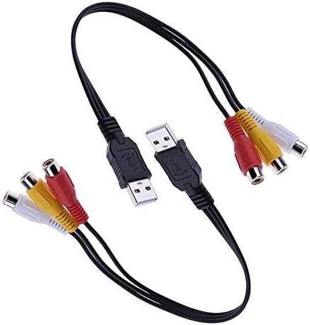 FBApayipa 25cm USB 2.0 Male to 3 RCA Female Video AV A/V Converter Audio Capture Card Adapter Cable for HDTV TV Television Wire Cord