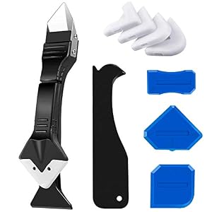 King&Charles Caulking Tool, Caulk Remover& Glass Glue Angle Scraper, 3 in 1 Silicone Caulking Tool Kit – Caulk Removal…