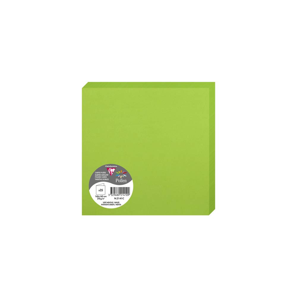 Clairefontaine 2141C Pack of 25 Double Cards Square Format 16x16c 210g/m² Intensive Green Event Correspondence Invitation Cards Pollen Range Premium Paper — image 1