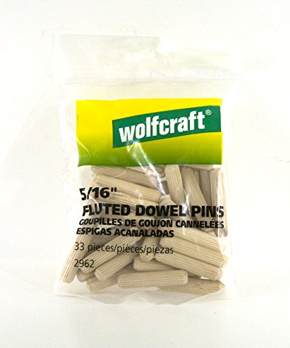 wolfcraft 2962405 Straight Fluted Wood Dowel Pins, 5/16in., 33 Pieces