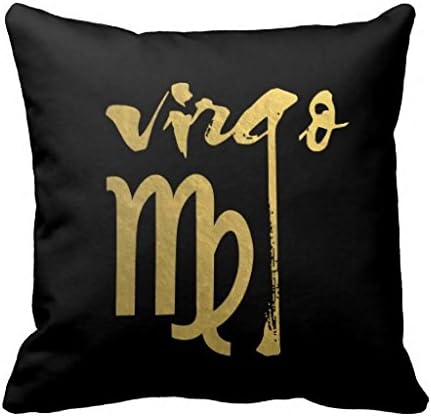 Faux Gold Foil Virgo Zodiac Symbol Throw Pillow Case 18" * 18"