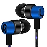 Tuscom Universal 3.5mm in-Ear Stereo Wired Earbuds Earphone with 1.2M Knitted Cable,Built-in Hands-Free Microphone, (A Style:Blue)