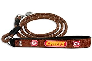 GameWear NFL Kansas City Chiefs Football Leather Rope Leash, Large, Brown