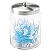 mDesign Round Bathroom Vanity Countertop Storage Canister Glass Jar Combo with Metal Lid for Cotton Swabs, Rounds, Balls, Makeup Sponges, Bath Salts - Set of 3 - Clear/Brushed